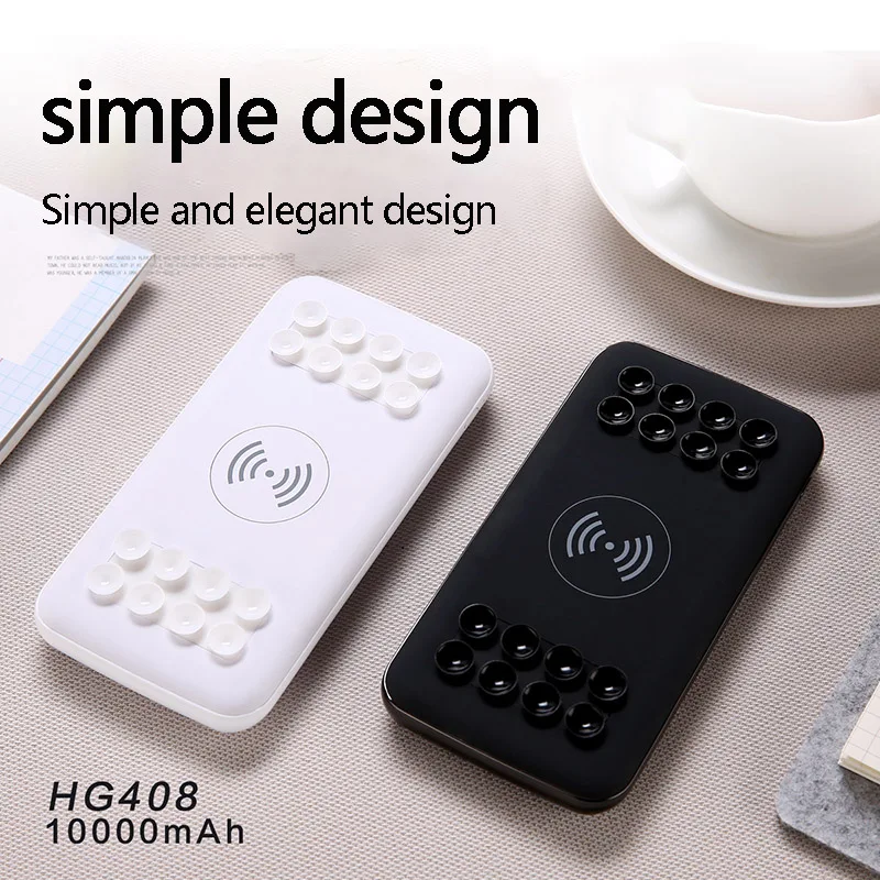

5V 2A Qi Wireless charger 10000mAh Power Bank Portable 2 USB Fast Charging Power bank With Suction Cup for iPhone Xiaomi