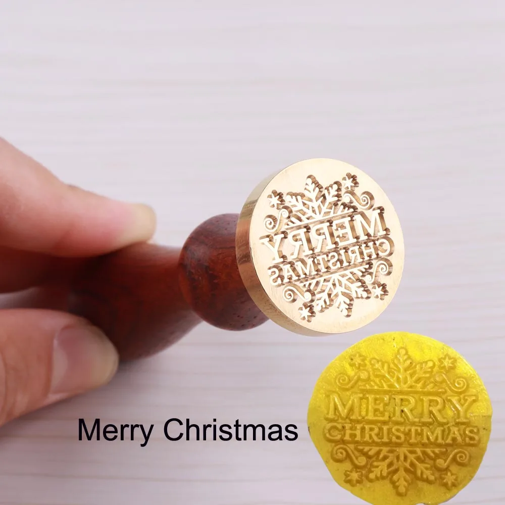 

Hot Sale Merry Christmas Pattern Wood Metal Classic Wax Seal Stamp For Scrapbooking Notebook letter DIY Craft For Christmas