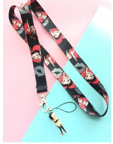 

New black 1Pcs Straps sexy betty boop Lanyards Neck Straps Mobile Phone,ID Card,women Key chain kids party gifts