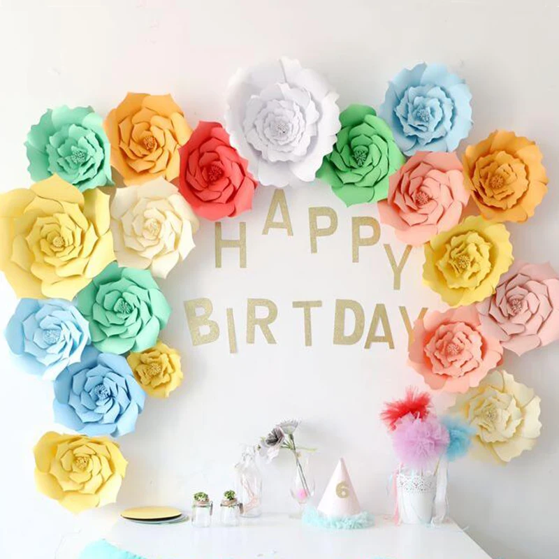 

2pcs 20cm DIY Paper Flowers Kids Baby Birthday Party Backdrop Decor Wedding Party Hen Party Home Room Decoration Supplies