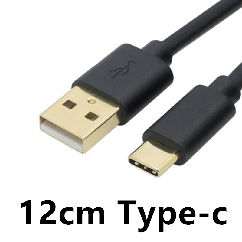 FFFAS 12cm Short Type-c Cable Gold Plated 2A Fast Charging Data Type C Charger Power Bank Wire for PowerBank Cellphone Earphone