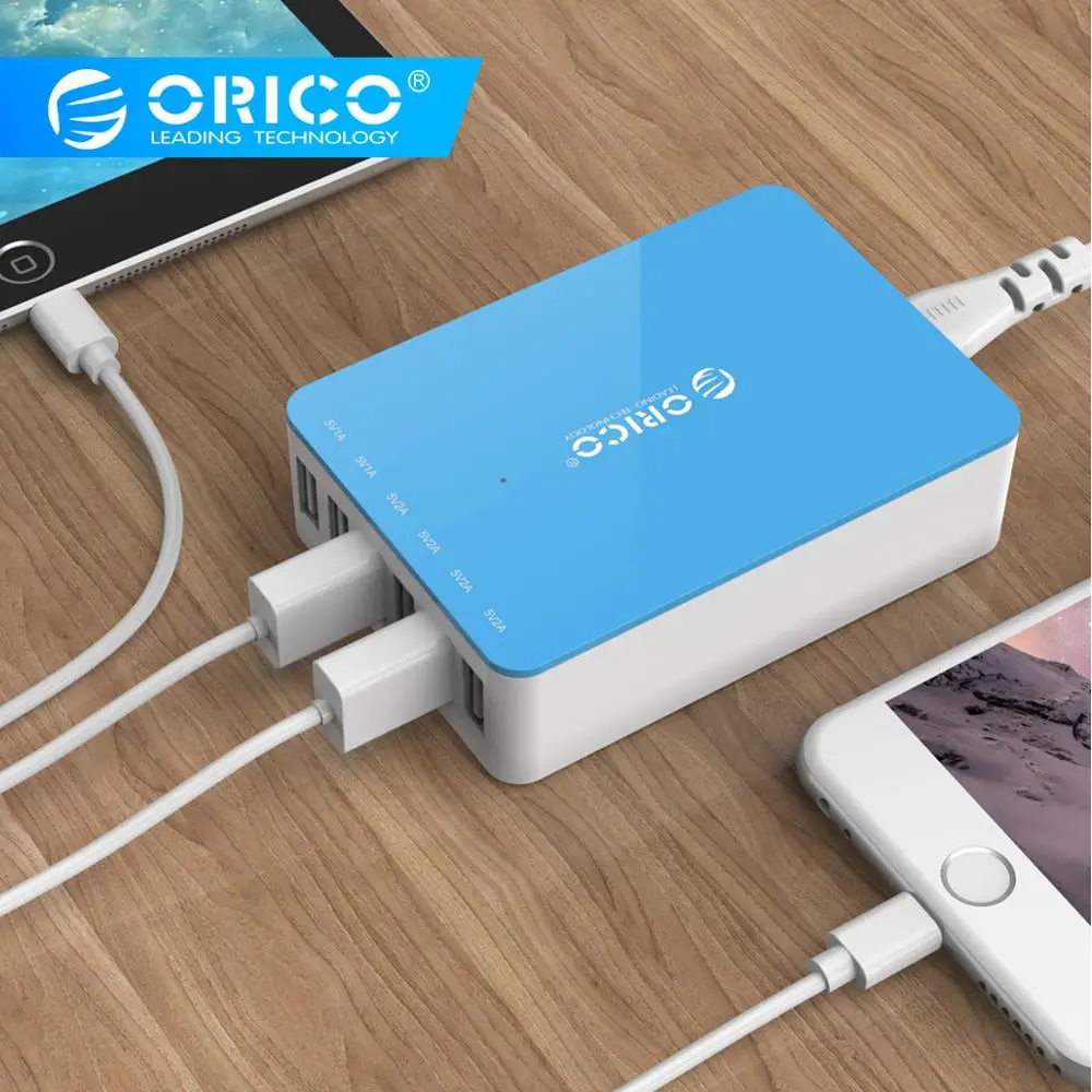 ORICO CSA 6 Порты для быстрой зарядки с usb-портом, Зарядное устройство для рабочего стола, Мощность адаптер Зарядное устройство 5V 2.4A 50 Вт для iPhone Samgsung Xiaomi huawei зарядка через USB