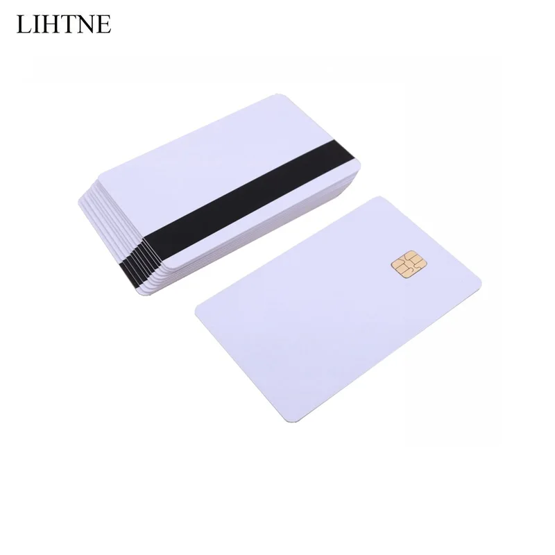 1PCS Smart IC Cards SLE 4442 Chip With Hico Magnetic Stripe 2 in 1 Blank PVC Contact IC Cards wooden gate keypad gate lock Access Control Systems