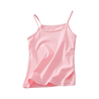 

Summer Cotton Girls Casual Toddler Underwear Print Children Tops Girl's camisole Vest Solid Sleeveless