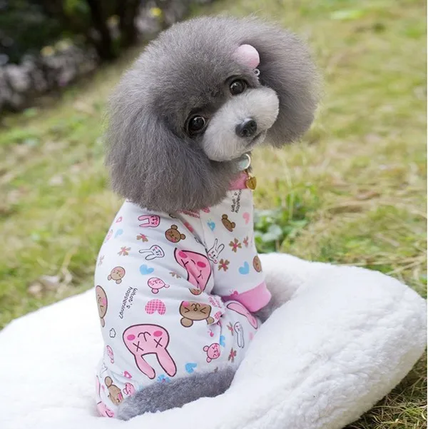 Милые хлопковая, для домашней собаки пижамы Одежда Щенок мультфильм шаблон комбинезон рубашка Z