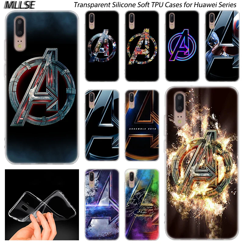 

Hot Marvel The Avengers logo Soft Silicone Case for Huawei P30 P20 P10 P9 P8 Lite 2017 P30 P20 Pro Mini PSmart 2019 Plus Cover