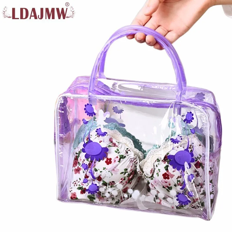 

LDAJMW Fashion Women Waterproof PVC Transparent Cosmetic bag Portable Travel Organizer Toiletry Bag Bath Wash Make up Bag