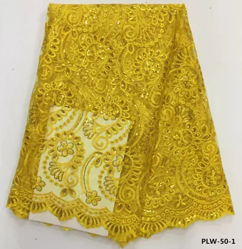 

Melody French lace fabric tulle net lace with Sequins embroidery African Nigerian net Lace Fabrics For lady Dress PLW-50
