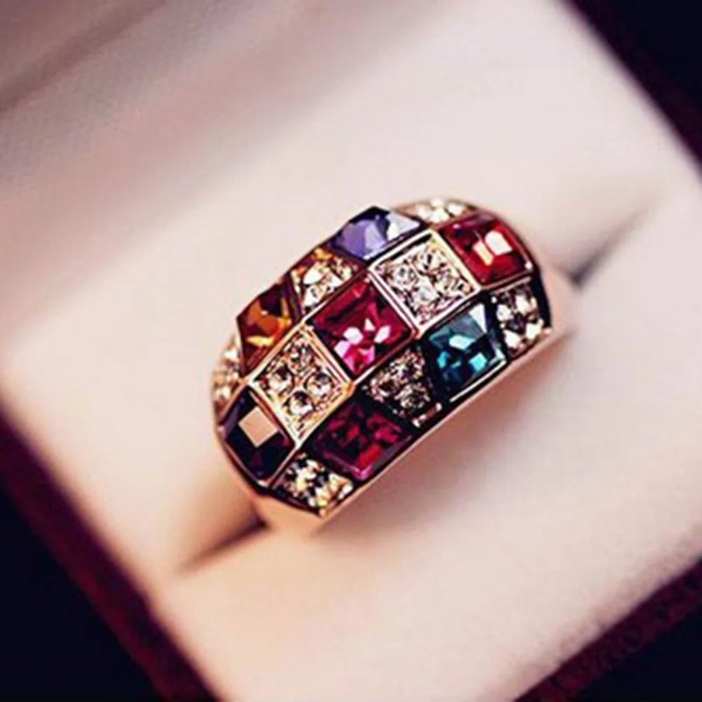 

1 Pcs Colorful Zircon Rings Women Unique Party Wedding Gift Ring For Lady Fashion Jewelry