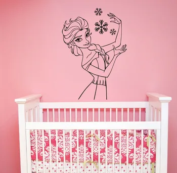 

Wall Sticker Queen Elsa Beautiful Sticker Princess Wall Decal Girls Bedroom Decor Snow Queen Cartoon Vinyl Wall Poster