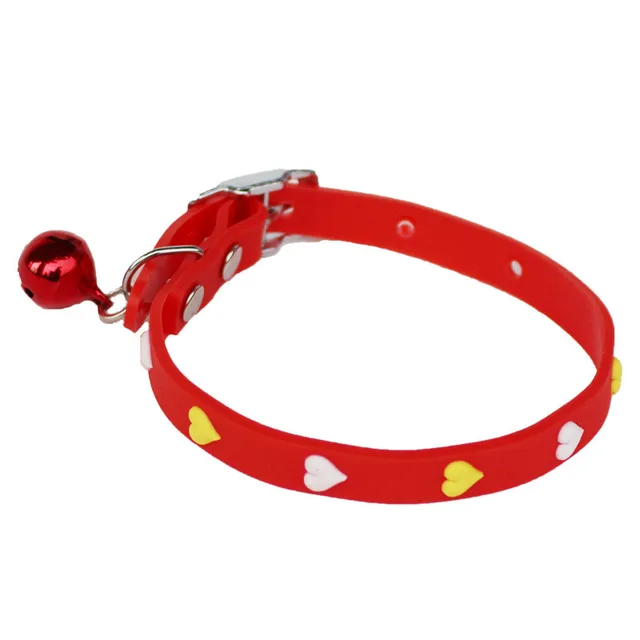 New Cute Rubber Dog Collar Multicolored Bell and Love Shape Pet Collar