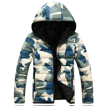 

Mens winter Thick Warm Jackets Mens Fashion Casual Slim Military Camouflage Print Parkas Coats Cotton Jackets