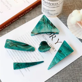 

Vintage Emerald Series Geometrical Triangle Hairpins And Grasp Clip Woman Personality Temperament Hair Clip Hair Accessories