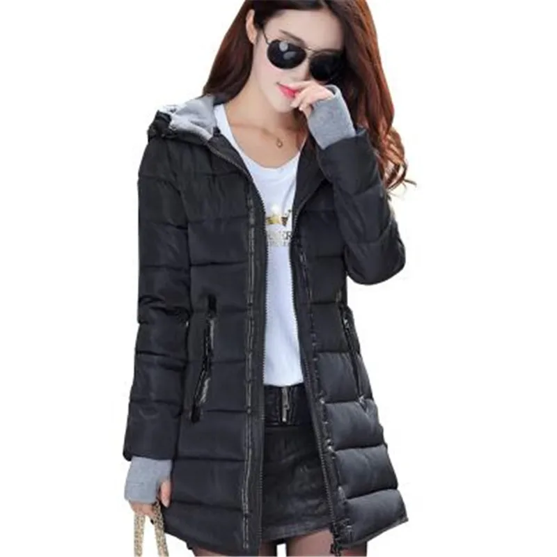 Najtaniej Nowy kobiety zima ciepła kurtka z kapturem Plus rozmiar cukierki kolor ocieplana kurtka z bawełny kobiet długa parka kobiet watowe Jaqueta Feminina