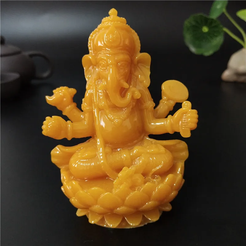 

Man-made Stone Resin Carved Buddha Statue Ganesha Elephant God Sculpture Figurines Home Decor Garden Decoration 9.5cm/3.74inch