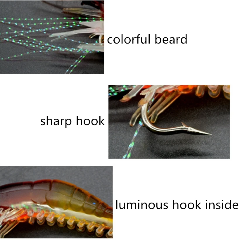 Креветка Мягкая приманка 8 см/5 г рыболовная искусственная приманка с светящимся крючком Вертлюги Anzois Para Pesca Sabiki Rigs рыболовная приманка