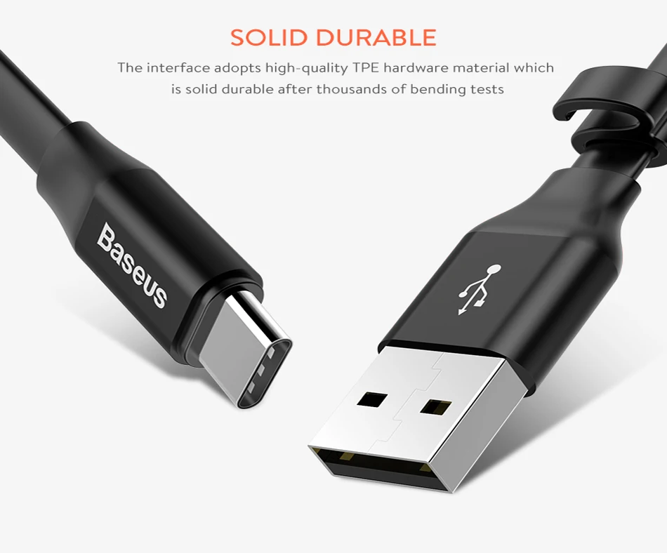 Baseus usb type-C кабель для samsung S9 Plus S8 huawei mate 10 lite USB зарядный кабель провод для быстрого заряда шнур USB C