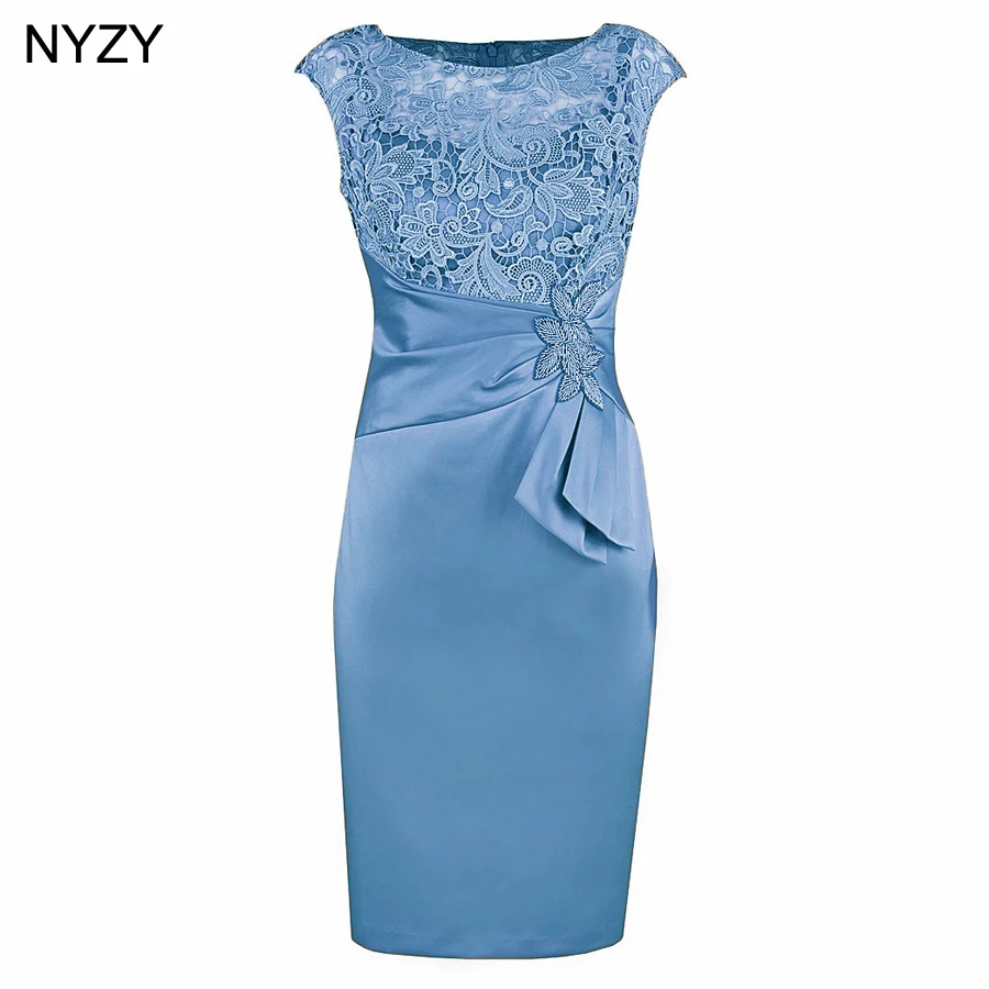 

NYZY M3J кружевные платья до колен небесно-голубого цвета для матери невесты 2019 платье для гостей свадьбы вечернее коктейльное платье