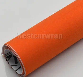 

Orange Velvet Vinyl wrap for car interior Covering roof fabric suede fabric film With Air bubble Free PROTWRAPS size 1.35x15m