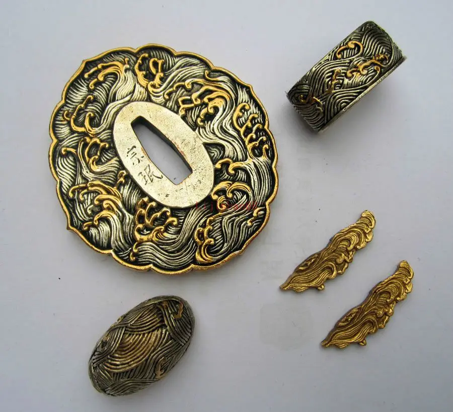 

Japan Samurai Sword Katana Copper Fitting-TSUBA+FUCHI+KASHIRA+MENUKI