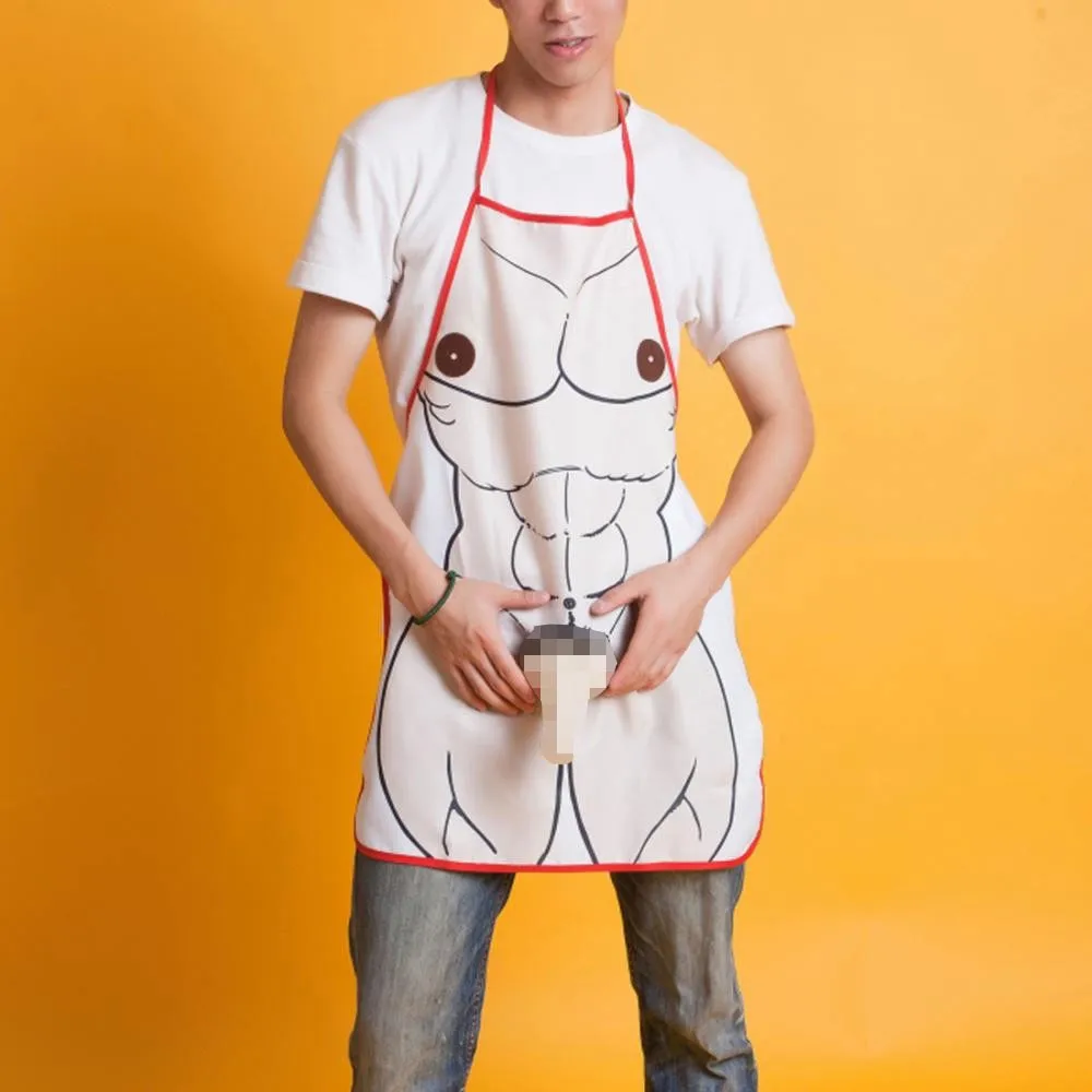 NEW Sexy Novelty Mens Waterproof Polyester Cooking Aprons Funny Manga Kitchen Apron For Baking