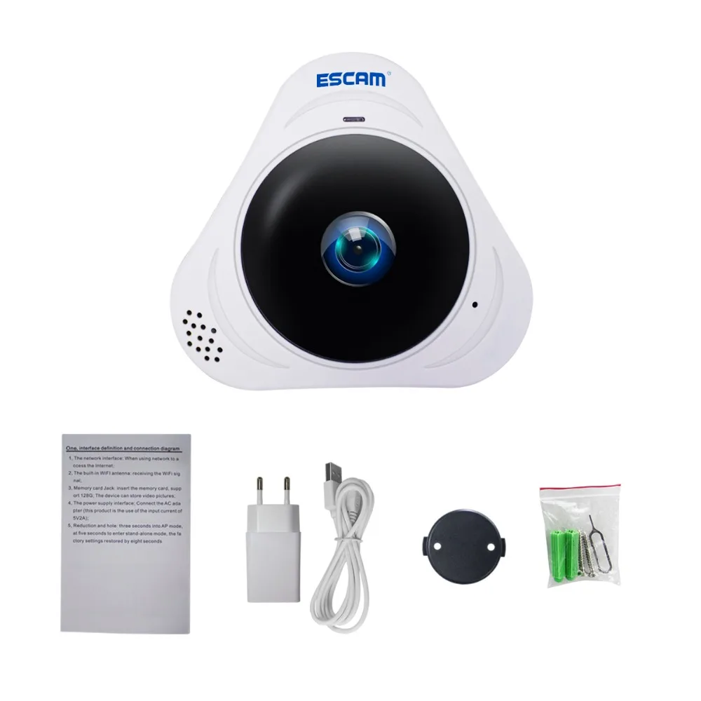 ESCAM Q8 HD 960P IP камера 360 градусов панорамный монитор WiFi рыбий глаз ИК Инфракрасная VR