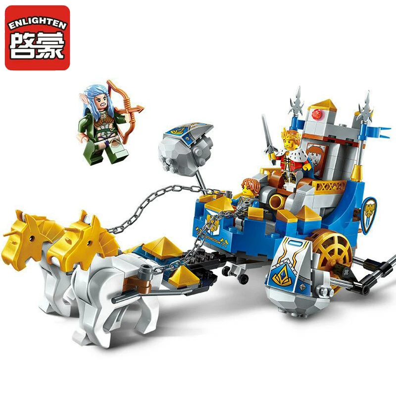 

Enlighten Building Block War of Glory Castle Knights Two horse Chariot Legoes 246pcs Educational Bricks Toy Boy Gifts
