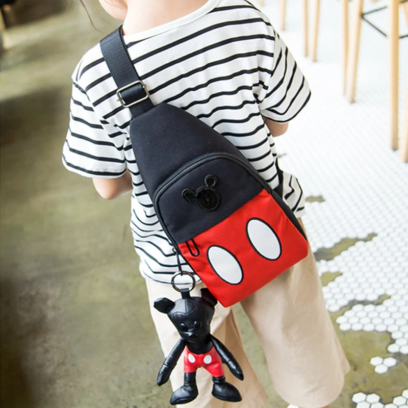 

Children's Minnie Mickey Small Plush Backpack Messenger Bag Boy Chest Bag Casual Schoolboy Backpack Girl Shoulder Bag for Child