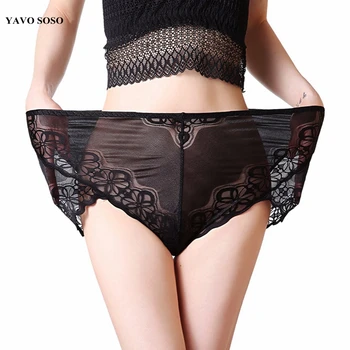 

New Underwear Women Panties Lace Hollow Out Transparent Plus Size 7XL 8 colors Big Size Sexy Panties Lingeries Intimates