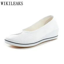 Туфли на плоской подошве; женские белые рабочие туфли на платформе; женские парусиновые туфли; sapato feminino zapatillas mujer; повседневная обувь