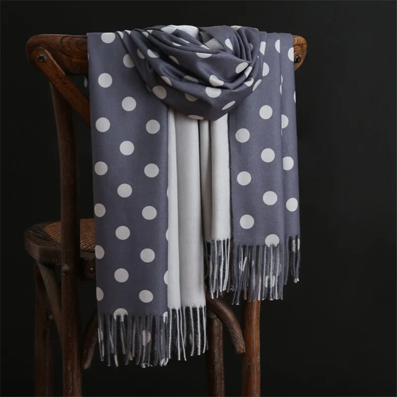 Элитный бренд 2019 новые модные зимние теплые кашемировые шарфы для женщин в горошек Высокое качество Длинные ленточки для Сгущает