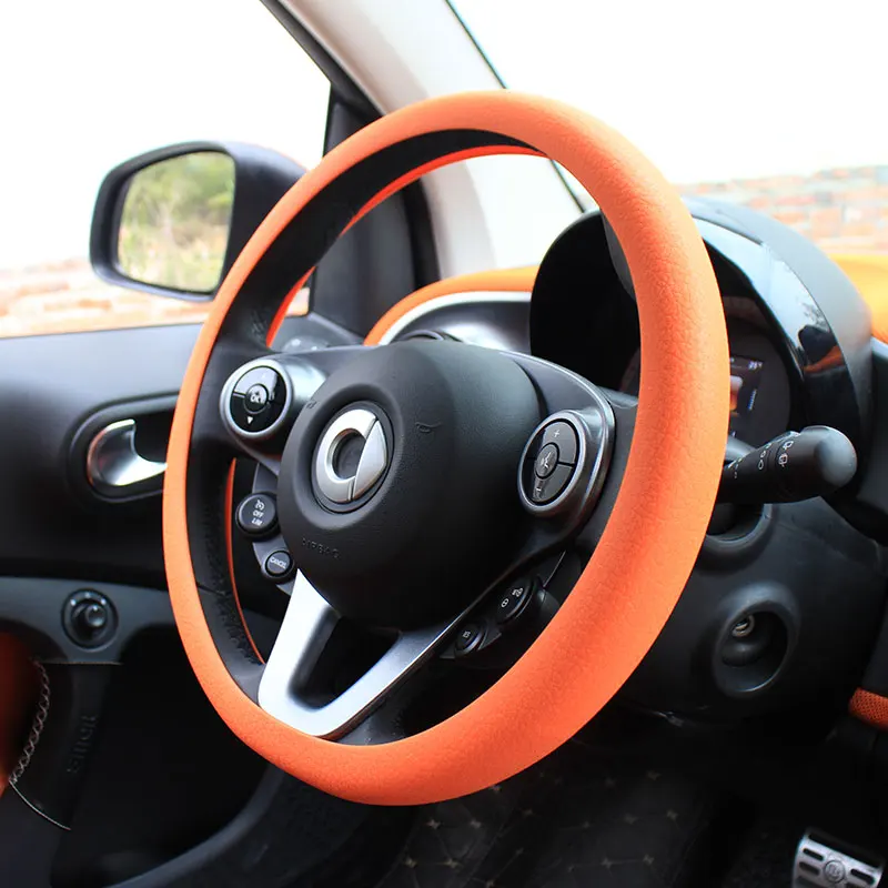 Ультратонкий силиконовый чехол-крышка рулевого колеса для Mercedes Smart Fortwo 453 451 450 покрыта водоотталкивающим антискользящим материалом автозапчасти toyota hilux - Название цвета: Оранжевый