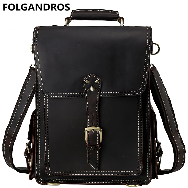 Men's genuine leather backpack large capacity multifunction backpack