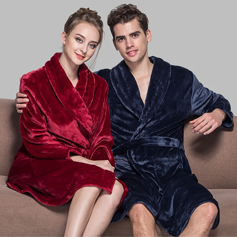 

Hot Selling Lovers Soft as Silk Winter Warm Bathrobe Men Long Kimono Bath Robe Femme Robes Mens Dressing Gown for Male Bathrobes