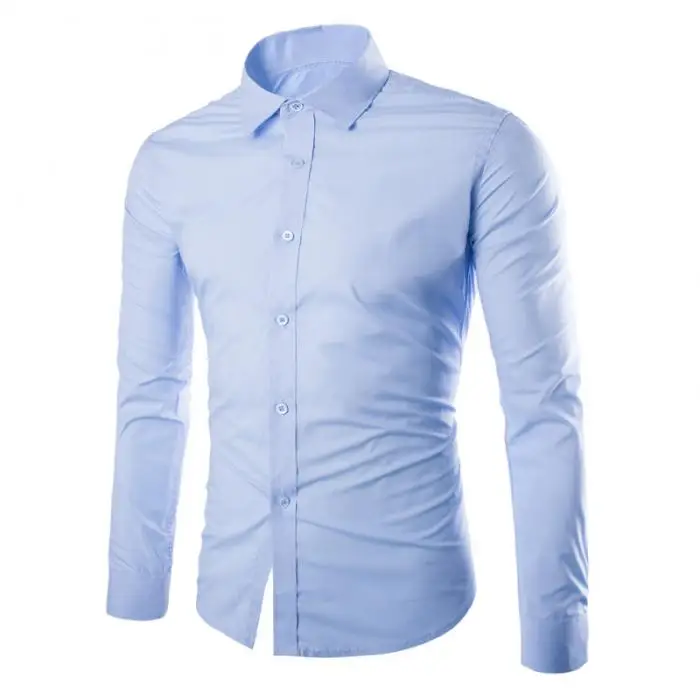 Spring Autumn Men Shirt Long Sleeve Solid Color Easy-care Anti Crease Man Casual Shirts M-3XL GDD99