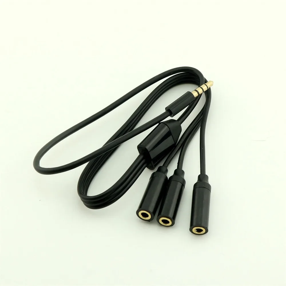 1pcs 1.5ft Gold Plated 3.5mm 4 Pole Male To 3x 1/8" Female Stereo Audio