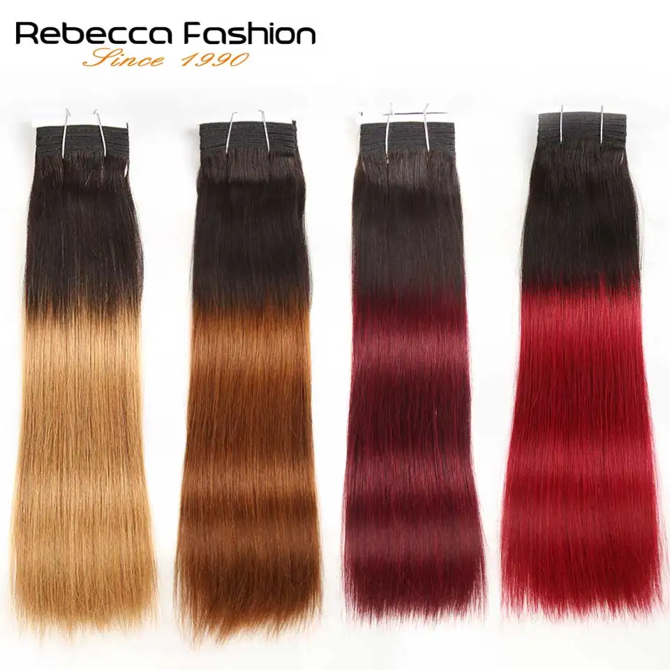 

Rebecca Natural Silky Weave Human Hair 1 Bundle Deals Brazilian Ombre Straight Hiar Colored Remy Hair #T1B/27 #T1B/30 #T1B/99J