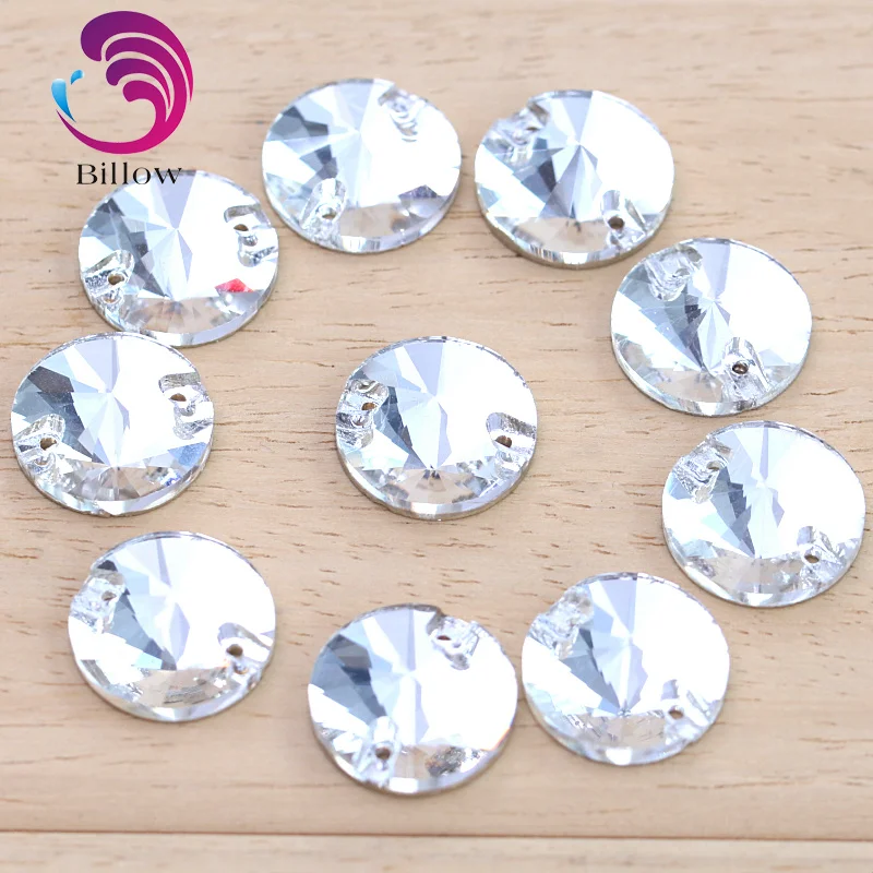 Round Rivoli Sew On Rhinestones Flatback Crystal Glass Sewing