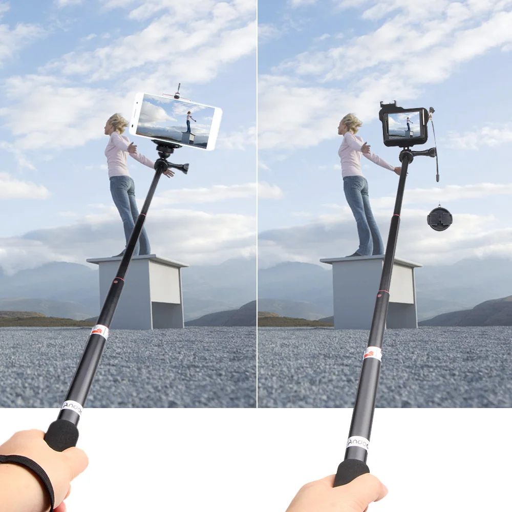 

ES US STOCK Andoer Extendable Telescopic Selfie Stick Handheld Selfie Monopod for GoPro Hero SJCAM Action Camera Smartphone