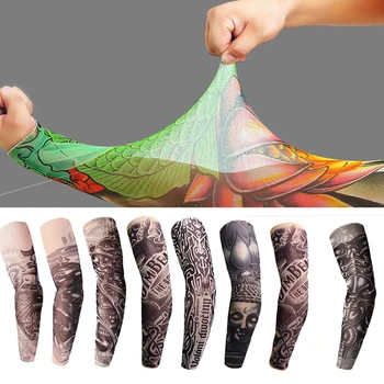 

1Pieces Men Tattoo Sleeve Stretchy UV Protection Cooler Summer Tattoo Gloves Arm Sleeve Women UV Sun Protection Cycling Sleeves