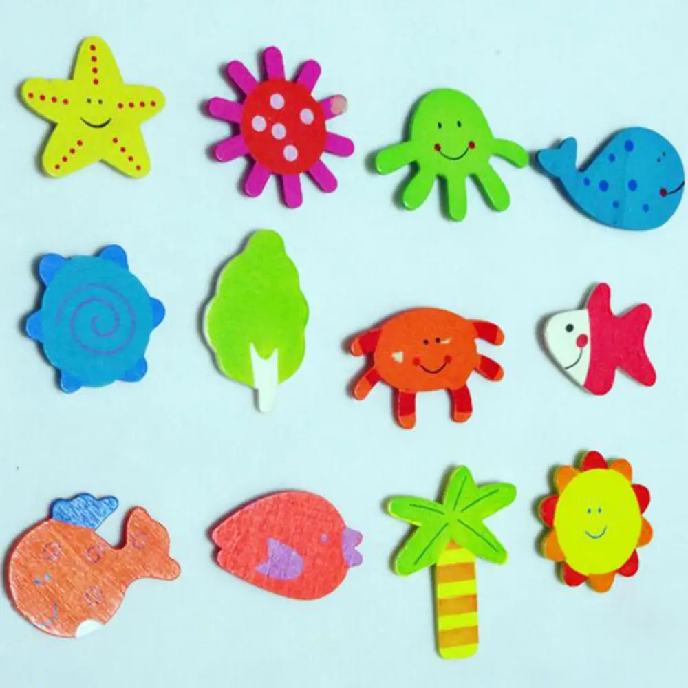 12Pcs Wooden Animal Fridge Baby Kids Early Childhood Toys for