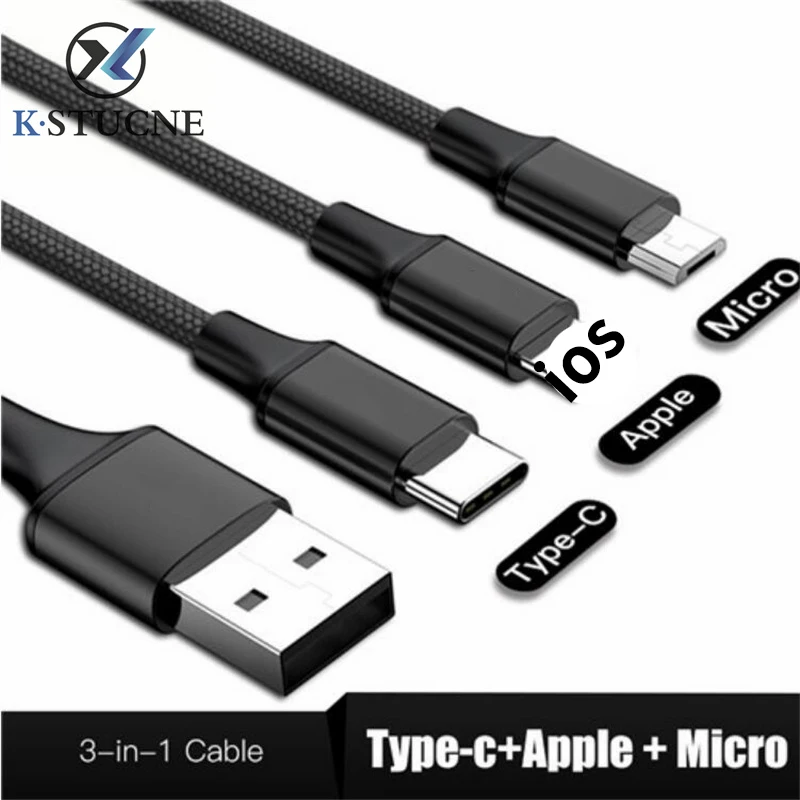 

Micro USB Cable For Lighting Phone Charging Cable Type-C Cable 3 in 1 For iPhone 7 Samsung S8 Huawei Xiaomi Phone Charging Cable