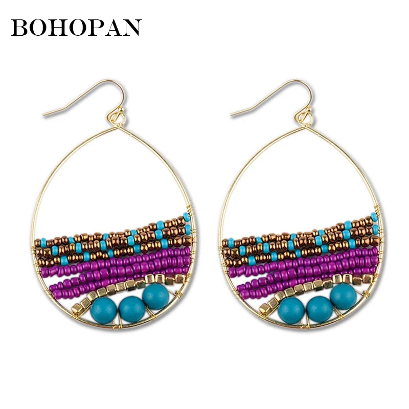 

Bohemia Ethnic Style Colours Drop Earrings Women Simple Metal Big Dangle Earrings Fashion Jewelry Gift Party boucle d'oreille
