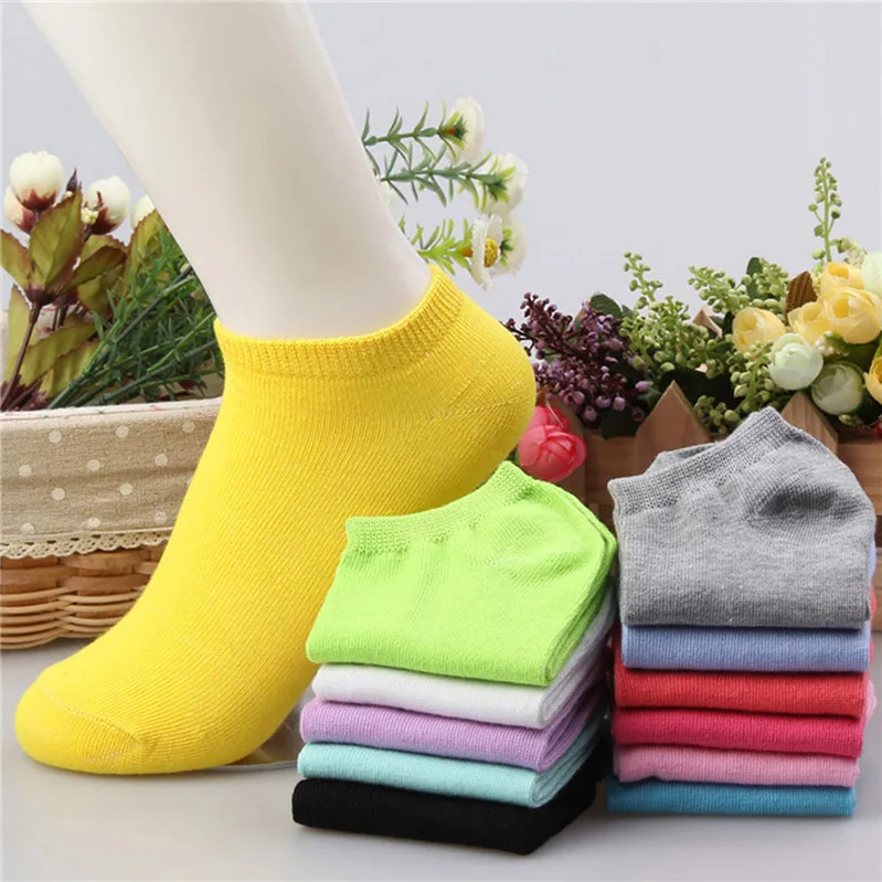 Women's Lovely Plain Cotton Socks Yellow