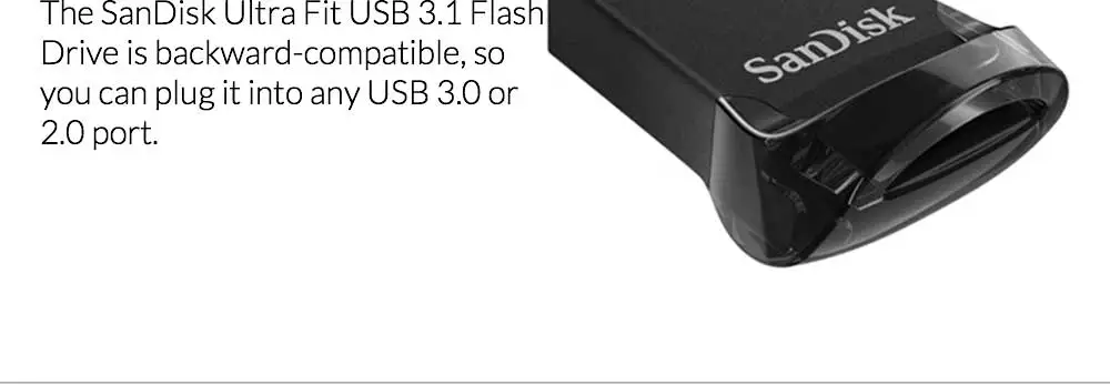 Двойной Флеш-накопитель SanDisk USB флэш-накопитель Ultra Fit USB 3,1 диск 130 МБ/с. читать Скорость флэш-накопитель 32GB USB Стик с вытяжным шнуром(SDCZ430-032G-Z46