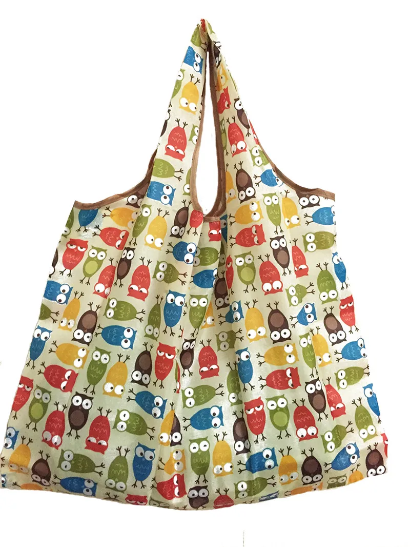Новая женская складная сумка для покупок, эко многоразовая сумка для покупок с короткими ручками, мультяшная Цветочная фруктовая овощная продуктовая сумка FS11 - Цвет: B