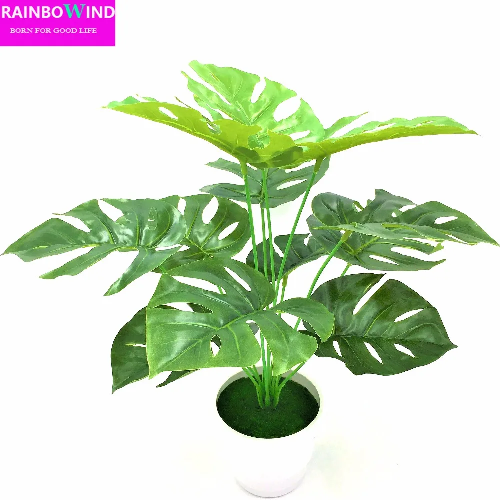 1pc 50cm Best Quality With Vase Big Leaves Decorative