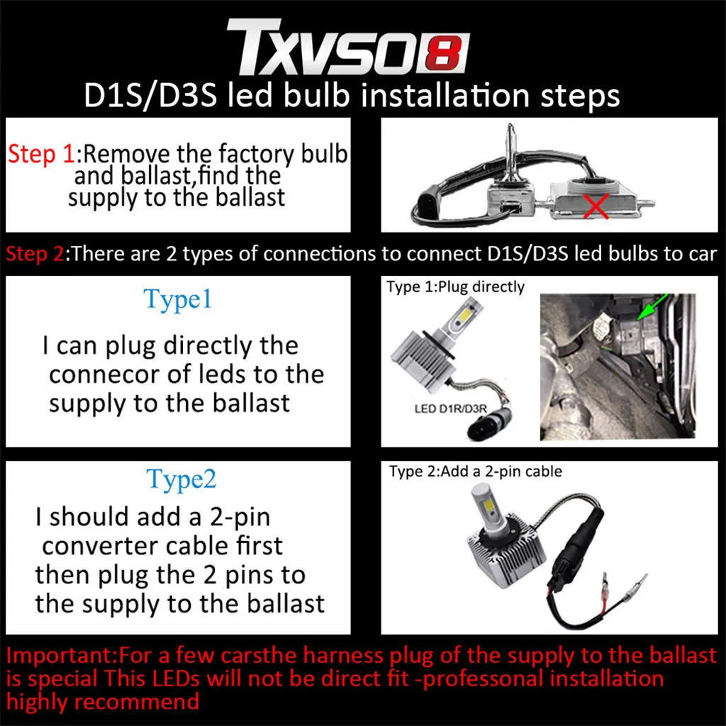 Светодиодсветодиодный лампы для фар D1S D3S комплект светодиодных 6000K белые Сменные