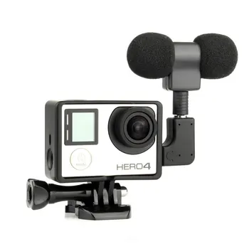 

New 2017 arrival External Microphone Mic + Adapter + Standard Frame Kit Fit For GoPro Hero 4 3+ 3