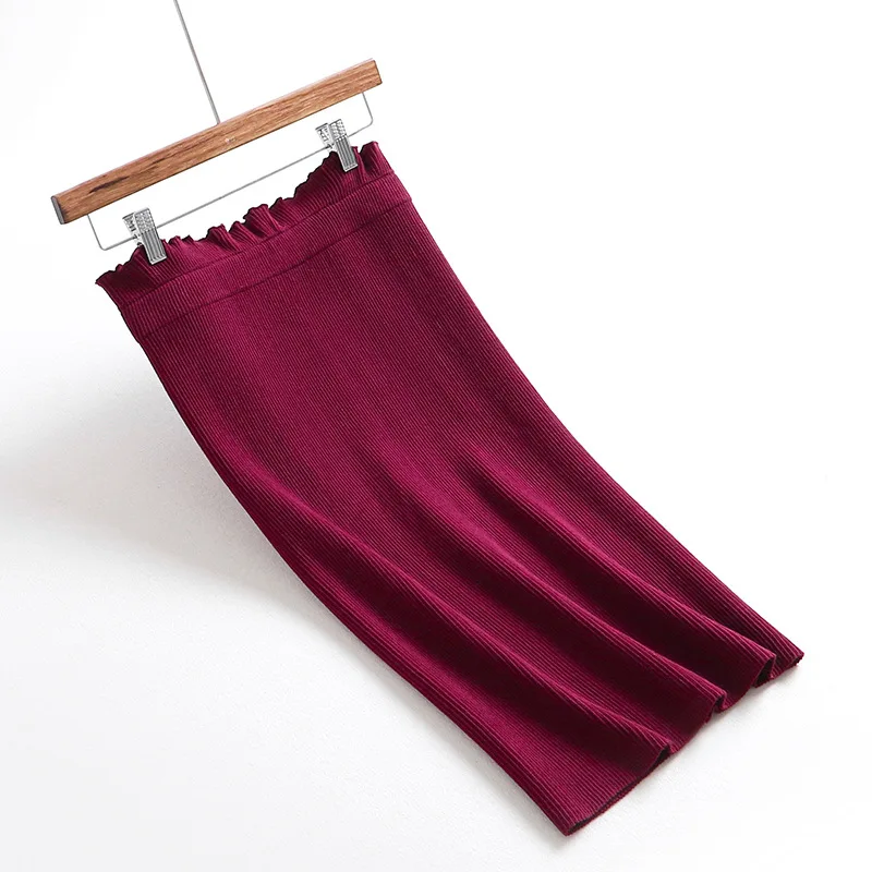 

Sherhure 2019 Stretch High Waist Women Spring Knitting Bodycon Skirts Vintage Women Midi Skirt Black Faldas Jupe Femme Saia